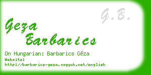 geza barbarics business card